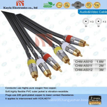 GOLD-plated 3 RCA Component AV Cable for audio and video 1.5 m cable.
